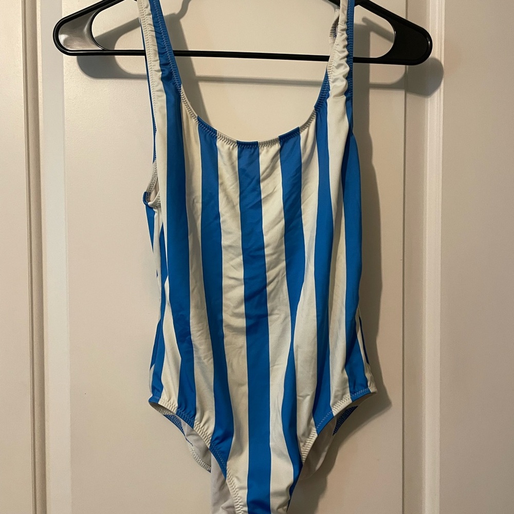 Solid & Striped Blue and White One Piece Swimsuit